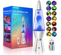 Lampe a Lave LED 17 Changement de Couleur avec Télécommande. Lampes à mouvement liquide pour Enfants Adultes. Lampe d'ambiance originale 14,5 pouces. Cadeau Anniversaire Noel Lumière (Argent)