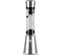 Lunartec Lampe à lave en verre et aluminium – Bulles noires, liquide transparent