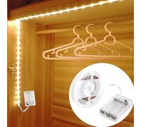 Lampe à LED non étanche 5 V à piles, bande lumineuse à lumi ère chaude/blanche (sans batterie intégrée), auto-adhésive, convient pour armoire, escaliers, cuisine, arrière-plan de télévision, couloirs 