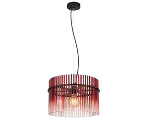 Lampe à LED suspendue de table de salle à manger barres de verre rouge mûre Suspension lampe de salon, noir, 1x 9W 810Lm blanc chaud, DxH 40 x 150 cm