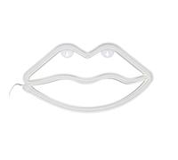 Lampe à Néon Lèvre avec Accroche murale Alimentation câble ou piles AA Rouge