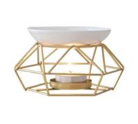 Lampe À Parfum En Céramique, Brûleur D'huiles Essentielles, Brûleur En Métal Pour Huiles Essentielles, Brûleur De Cire Avec Bol Rond En Céramique