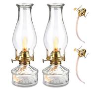 Lampe à pétrole rétro à luminosité réglable, lampe à kérosène en verre vintage pour éclairage de secours, lampe à paraffine antique pour l'intérieur, lanterne à huile décorative coupe-vent,