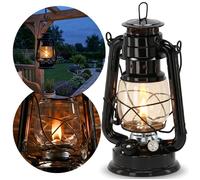 LAMPE À PÉTROLE rétro noire, lanterne en métal, lampion avec réglage de flamme - 28 cm