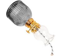 Lampe à Pétrole Vintage en Verre, Style Chinois Rétro Décoratif | Verre Résistant à Chaleur, Pare-flamme Coupe-vent, Réglage de Flamme, pour Mèche et Huile