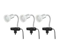 Lampe à pince blanche Lampe à pince LED avec fiche Lampe de lecture Spot mobile, métal couleur titane verre blanc, 1x LED 3W 250Lm 3000K, HxLxB 34x9x6,1 cm, 3er Set