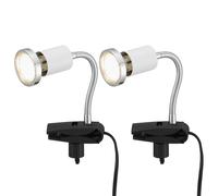 Lampe à pince blanche Lampe à pince LED avec fiche Lampe de table Lampe de lecture, mobile, métal blanc, 1x LED 3W 250Lm 3000K, HxLxA 14x3,5x14 cm, set de 2 pièces
