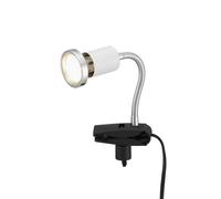 Lampe à pince blanche Lampe à pince LED avec fiche, lampe de table lampe de lecture, spot mobile, métal blanc, 1x LED 3W 250Lm 3000K, HxLxA 14x3,5x14 cm
