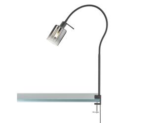 Lampe à pince Flexo Lampe à pince verre fumé noir Lampe de table pince rétro, métal, douille E14, LxlxH 50x8,5x65 cm