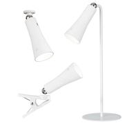 Lampe à pince LED lampe de table batterie lampe de bureau dimmable applique torche, avec câble de charge, 1.5W 160lm blanc chaud