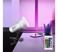 Lampe à Pince LED RGB Moderne Argent, Écran 16 cm, Dimmable, 1x E27