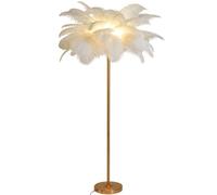 Lampe à Plumes sur Pied Dimmable - Corps Doré, 160 cm de Haut - Lampadaire de Lecture pour Salon, Chambre à Coucher - G4-LED, Blanc, Grand