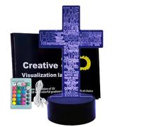 Lampe a Poser 3D Jésus Croix,Lampe LED USB Illusion,16 Couleurs Changeantes avec Télécommande Décoration de chambre d'enfant
