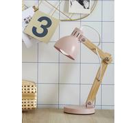 Lampe à poser articulée en bois et métal rose TU