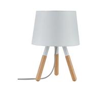 Neordic Lampe à poser Berit E27 max. 20W Blanc#Bois Tissus#Bois#Métal G
