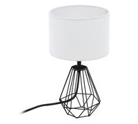 Eglo Lampe de table CARLTON 2 – E14, acier et tissu, noir/blanc, réf. 95789