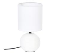 Atmosphera – Lampe à poser céramique Timéo Boule H25 cm Blanc strié