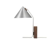 Lampe à Poser Conique en Aluminium Brossé et Noyer
