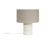 Lampe à poser design effet travertin et abat-jour en lin H37 cm SEMA