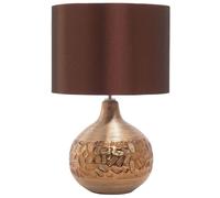 Beliani Lampe à Poser E27 Max 60W Base Porcelaine Motifs Marron Abat-Jour en Viscose Yakima