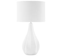 Beliani Lampe à Poser E27 Max 60W en Porcelaine Blanc et Beige Clair Base en poire Santee