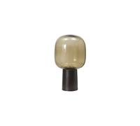 Lampe à poser en aluminium laiton marron, abat-jour en verre brun clair, E27, 1 ampoule - House Doctor, Note - 28x28x52 cm