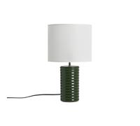 Lampe à poser en céramique émaillée vert foncé et abat-jour écru H53 cm BERRO