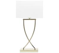 Lampe à Poser en Métal Doré Abat-Jour Rectangulaire Blanc en Polycoton Yasuni