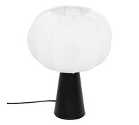 Lampe à poser en métal et coton TOBIE - H. 33 cm - Blanc et noir