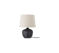 Lampe à poser en terre cuite noire, abat-jour lin blanc, E27, 1 ampoule - Bloomingville, Matheo - 31x31x43 cm