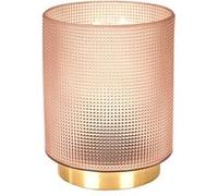 AltoBuy Lampe à Poser en Verre Fumé Embossé Rose Socle Doré - LORI