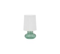 Lampe à poser en verre vert, abat-jour plissé blanc, E27, 1 ampoule, lampe de chevet - House Doctor, Ribe - 28x28x55 cm