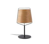 Lampe à poser - FARO BARCELONA - Stood - Abat-jour bois - Structure métal noir - H71xØ27 cm