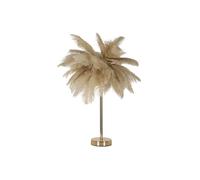 Lampe à Poser Imitation Plume ""Palm"" 60cm Or & Camel