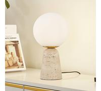 Lindby lampe à poser en blanc, beige, de chevet | lampe de table e27, moderne, en verre, pierre pour salon, séjour, salle à manger, chambre à coucher
