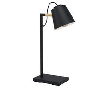 Lampe à poser LACEY E14 1X40W en acier et bois noir et marron 255x135x485mm