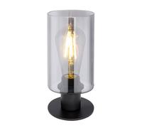 Lampe à poser lampe de chevet noir liseuse salon, métal verre fumé, 1x E27, DxH 10 x 21,5 cm