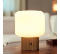 Lampe à poser LED Katrin Palme Lucande, dimmable, beige, Salon / Salle à manger, Verre, Moderne, Lampe a poser LED