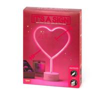 LEGAMI - Led Neon Effect Lamp, It's a Sign, H 30,5 cm, Heart Theme, Dual Power, USB Cable (Included) or Batteries (not Included), Table Lamp, Multicolour Light