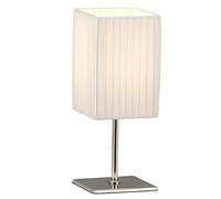 Lampe à poser métal chrome, textile blanc, interrupteur LxLxH:100x100x260, excl. 1xE14 40W 230V