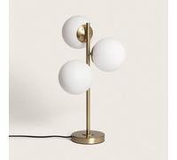 LEDKIA LIGHTING - Lampe à Poser Moonlight Brass | 3 Spots Design Unique | Compatible Ampoules LED E27 | Métal et Verre | Pour Maison et Bureau, Doré