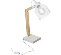 Lampe à Poser Orientable en Pin Abat-Jour Grillage Métal Blanc - MAGO - ALTOBUY Blanc G