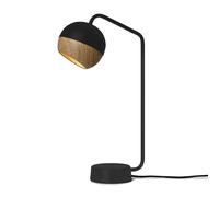 Mater Lampe de table Ray noir. détail en chêne sur l'écran