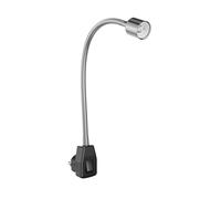 ledscom.de Lampe à prise/lampe de lecture LESCH, col de cygne, interrupteur, chromé/noir, 1x GU10 max. 10W