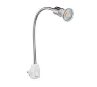 ledscom.de Lampe à prise LESCH Lampe de lecture col de cygne, chromé/blanc, incl. LED GU10 (blanc chaud, 7,6W, 1103lm, 33°)