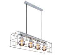 Lampe à suspendre 4 flammes Lampe à suspendre salon industriel Lampe à suspendre E27, grille métallique couleur zinc, 4x E27 douilles, LxlxH 90x20x150 cm