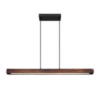 Lampe à suspendre en bois Lampe de salle à manger Suspension LED, métal noir opale clair, 1x LED 28W 1500lm 3000K, LxlxH 90x8x120 cm