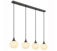 Lampe à suspendre en verre Lampe à suspendre à 4 flammes pour salon noir chromé, métal, 4x douille E27, LxlxH 99x18x120 cm