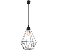 Lampe à suspendre Grille métallique Suspension noire Rétro Lampe de salle à manger Industrielle, forme de diamant, douille E27, DxH 30x120 cm