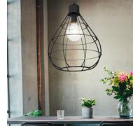Lampe à suspendre Lampe à cage Lampe à suspendre Salle à manger Cuisine, design cage métal noir, 1x douille E27, DxH 40x120cm